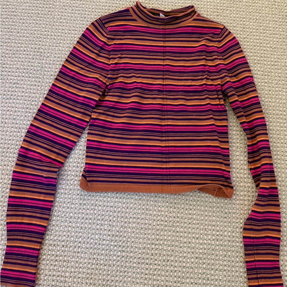 Urban Outfitters Pink Purple Ribbed Long Sleeve Tee